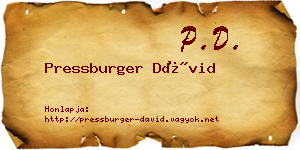 Pressburger Dávid névjegykártya